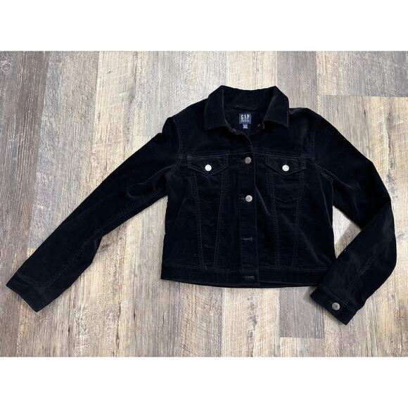 GAP Denim Black Velour Jacket Size Small - Picture 1 of 5